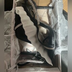 Black rhinestone heels